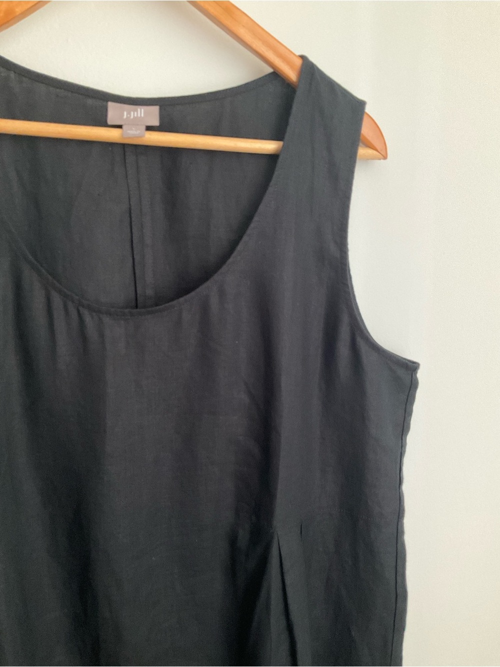 J. Jill Large Black Sleeveless Midi Shift Dress 100% Linen - Picture 3 of 10